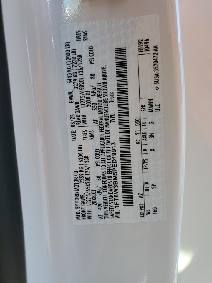 2023 Ford F350 Super Duty VIN: 1FT8W3BM5PED19913 Lot: 92484665