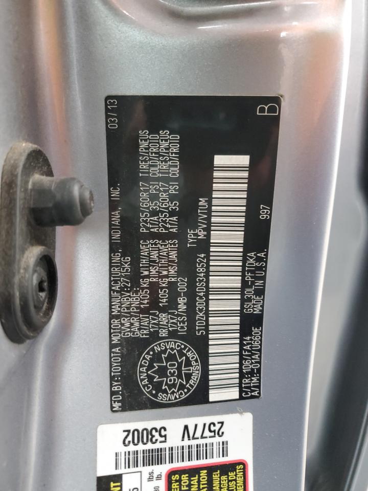 2013 Toyota Sienna VIN: 5TDZK3DC4DS348524 Lot: 80899465