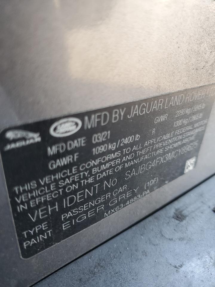 2021 Jaguar Xf Se VIN: SAJBG4FX3MCY89625 Lot: 92568845