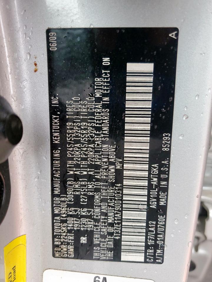 2009 Toyota Venza VIN: 4T3ZE11A79U010314 Lot: 93881485