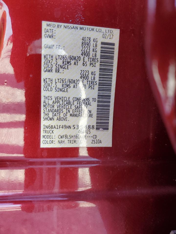 2017 Nissan Titan Xd Sl VIN: 1N6BA1F49HN535488 Lot: 91611725