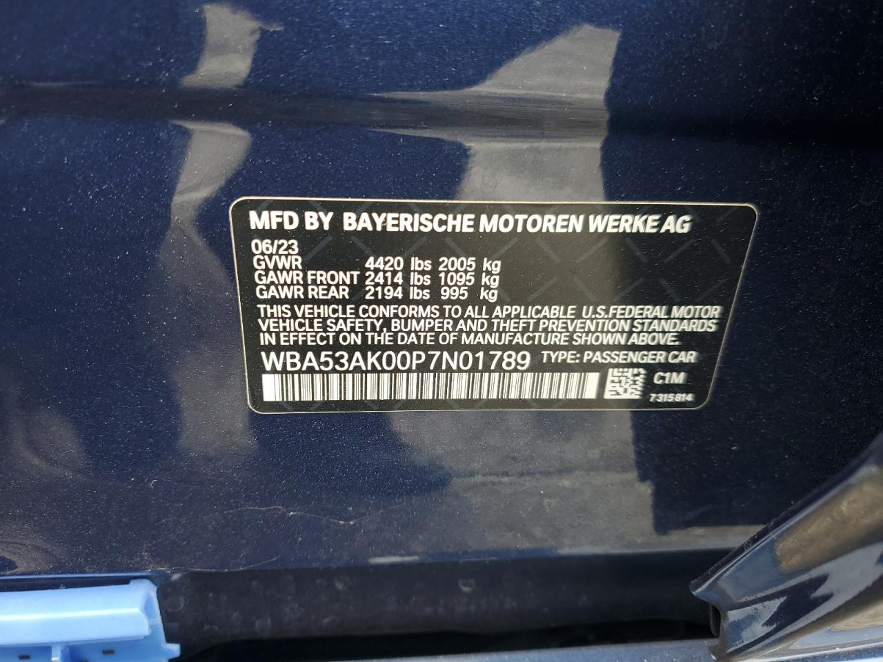 2023 BMW 228I VIN: WBA53AK00P7N01789 Lot: 92135135