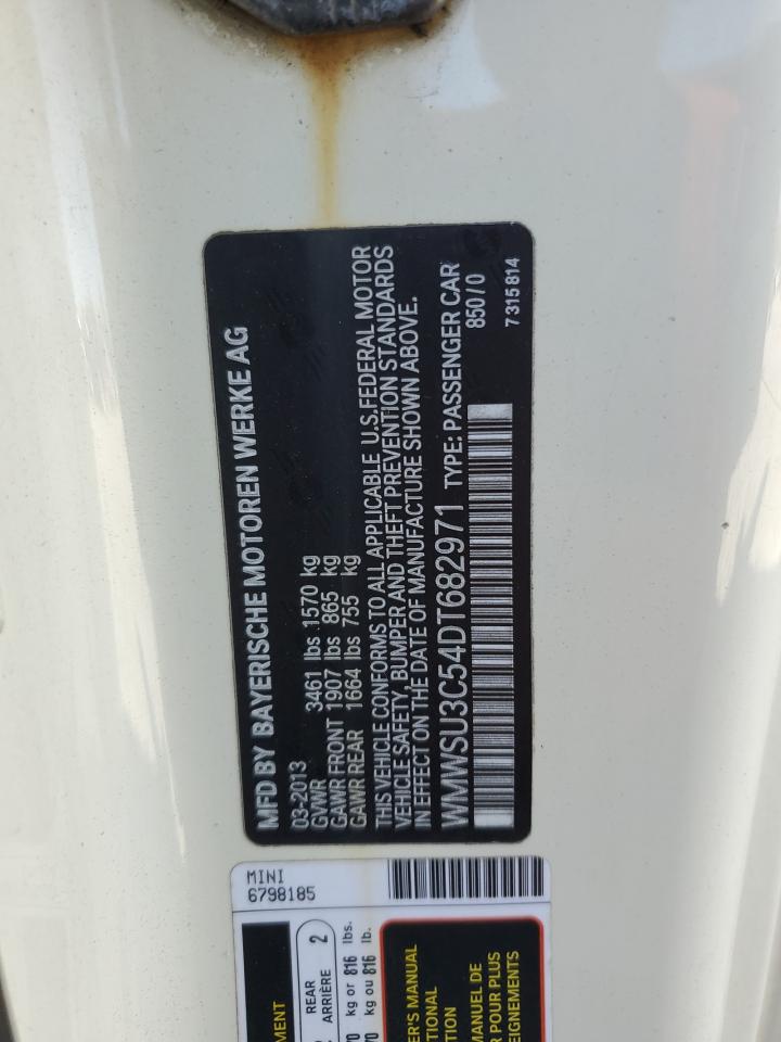 2013 Mini Cooper VIN: WMWSU3C54DT682971 Lot: 91791785