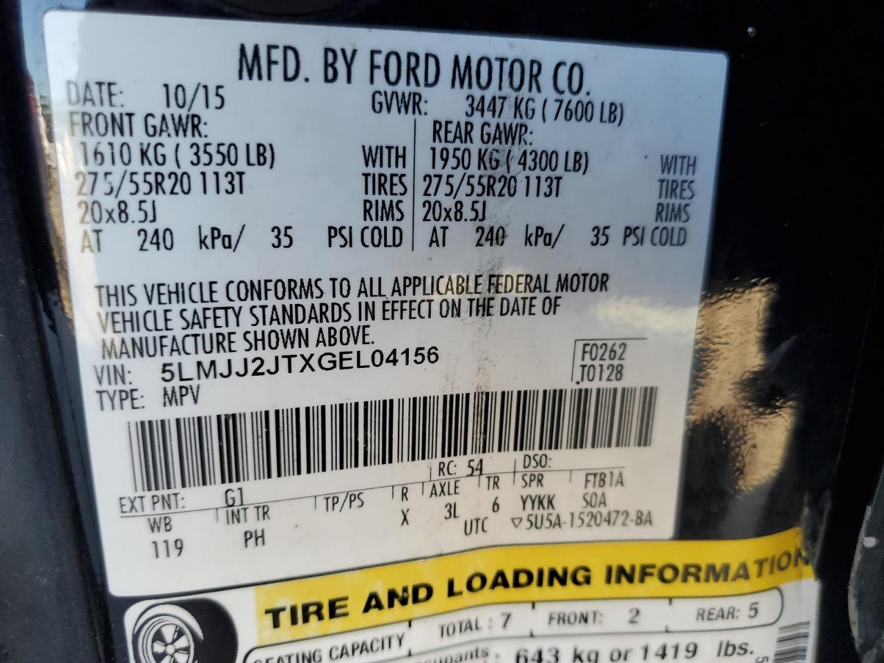 2016 Lincoln Navigator Select VIN: 5LMJJ2JTXGEL04156 Lot: 92494605