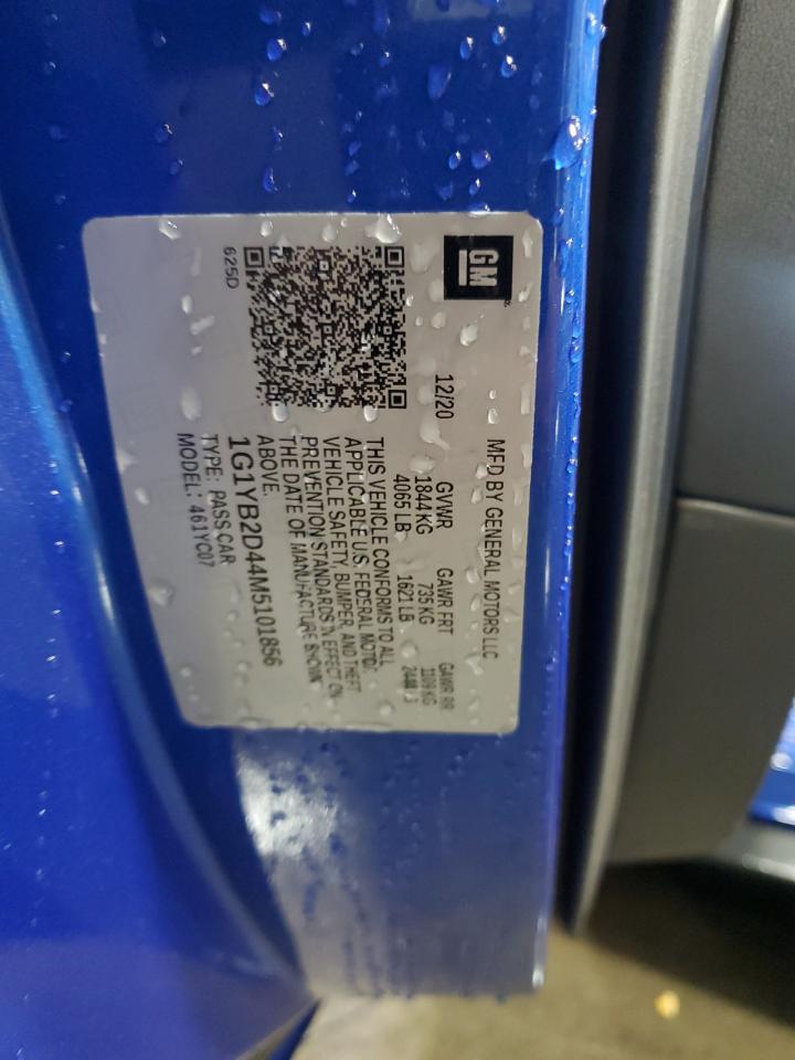 2021 Chevrolet Corvette Stingray 2Lt VIN: 1G1YB2D44M5101856 Lot: 92004665