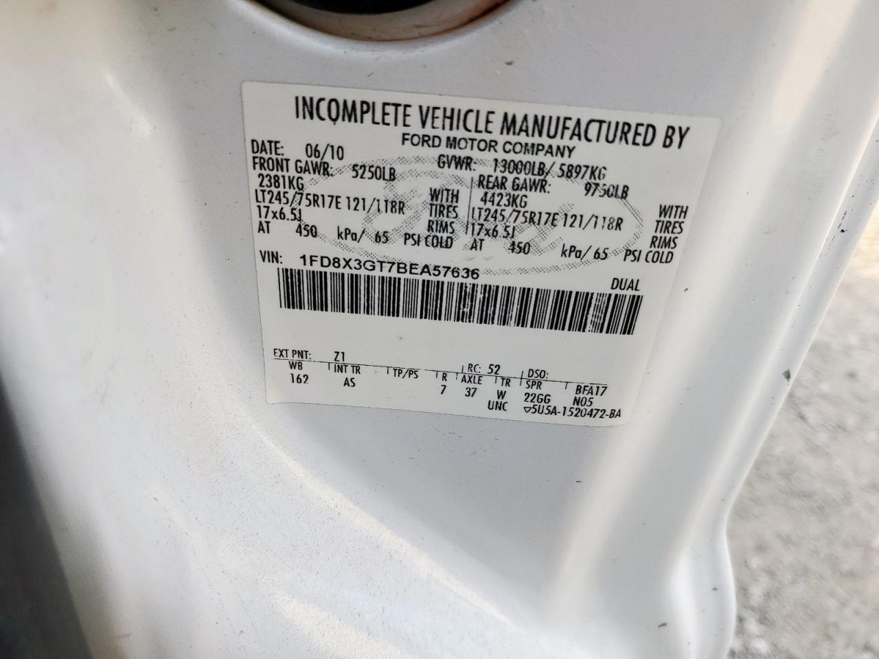 2011 Ford F350 Super Duty VIN: 1FD8X3GT7BEA57636 Lot: 93750675