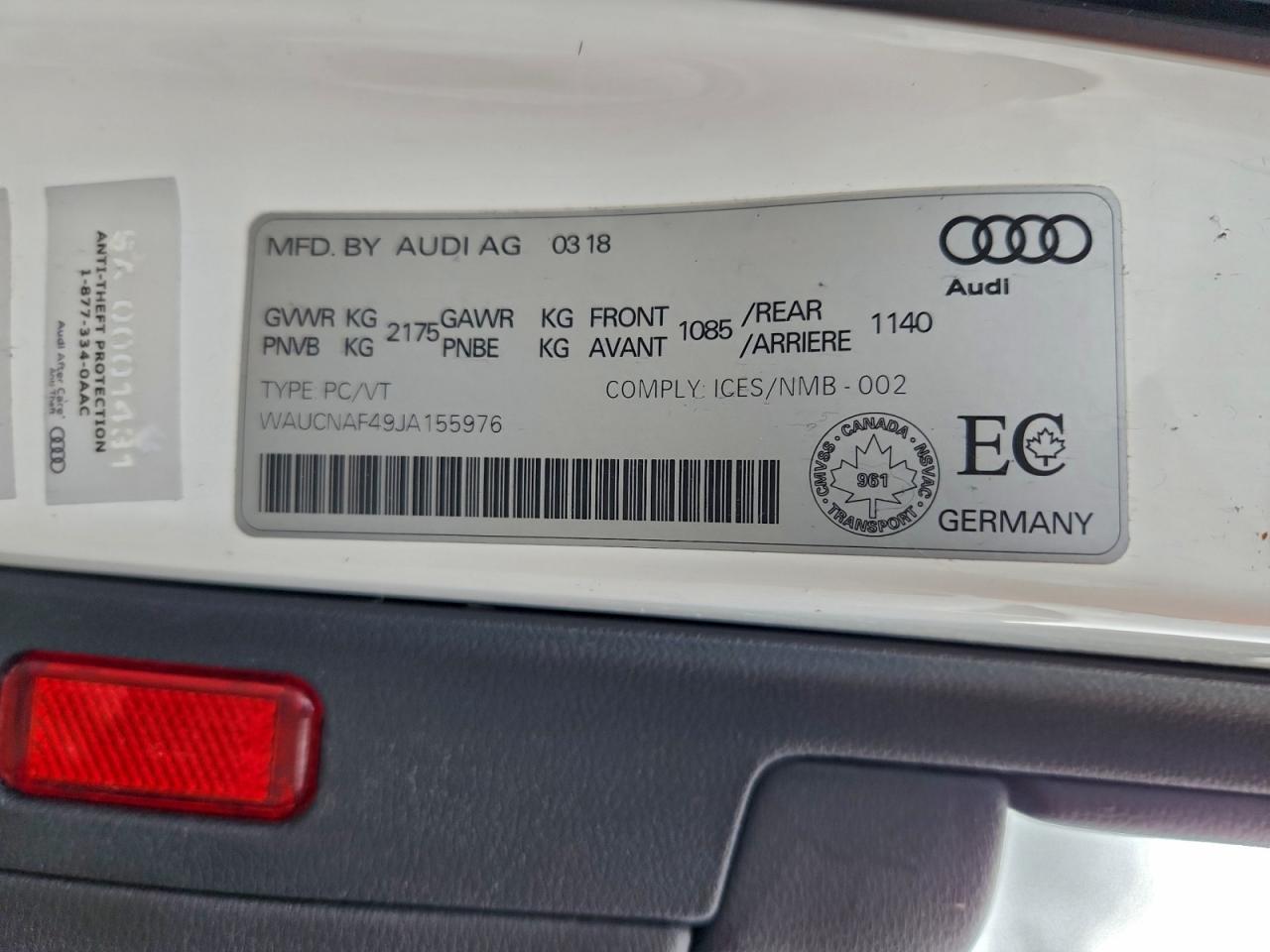 2018 Audi A4 Technik VIN: WAUCNAF49JA155976 Lot: 90349125