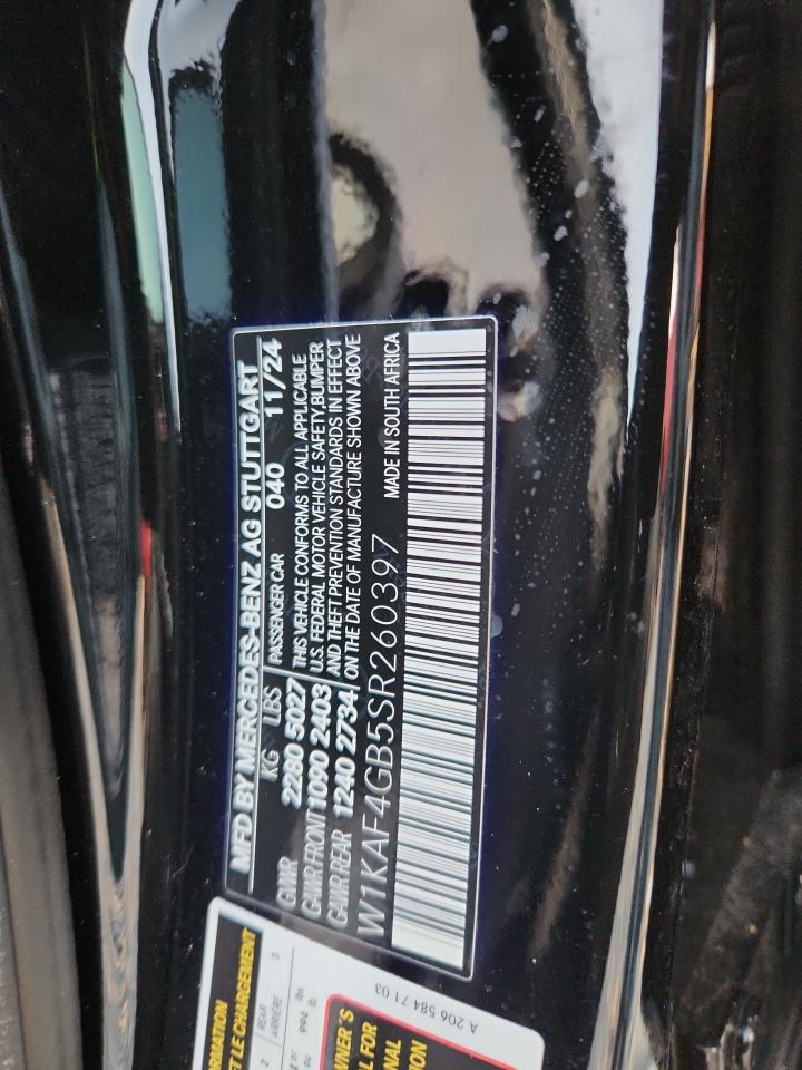 2025 Mercedes-Benz C 300 VIN: W1KAF4GB5SR260397 Lot: 92362405