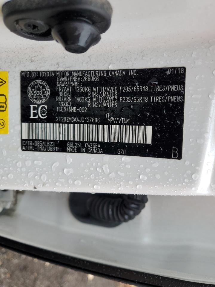 2018 Lexus Rx 350 Base VIN: 2T2BZMCA4JC137696 Lot: 89891745