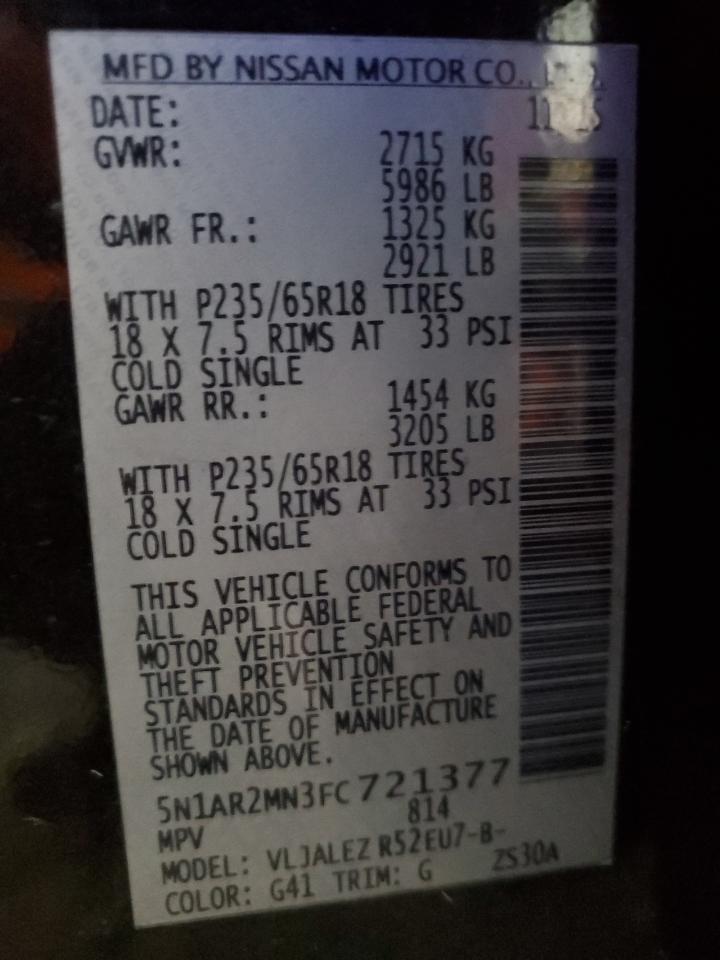 2015 Nissan Pathfinder S VIN: 5N1AR2MN3FC721377 Lot: 91525875