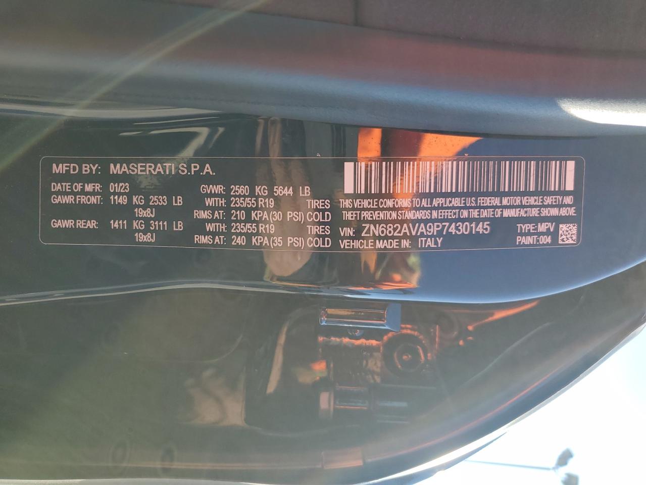 2023 Maserati Grecale Gt VIN: ZN682AVA9P7430145 Lot: 90993055