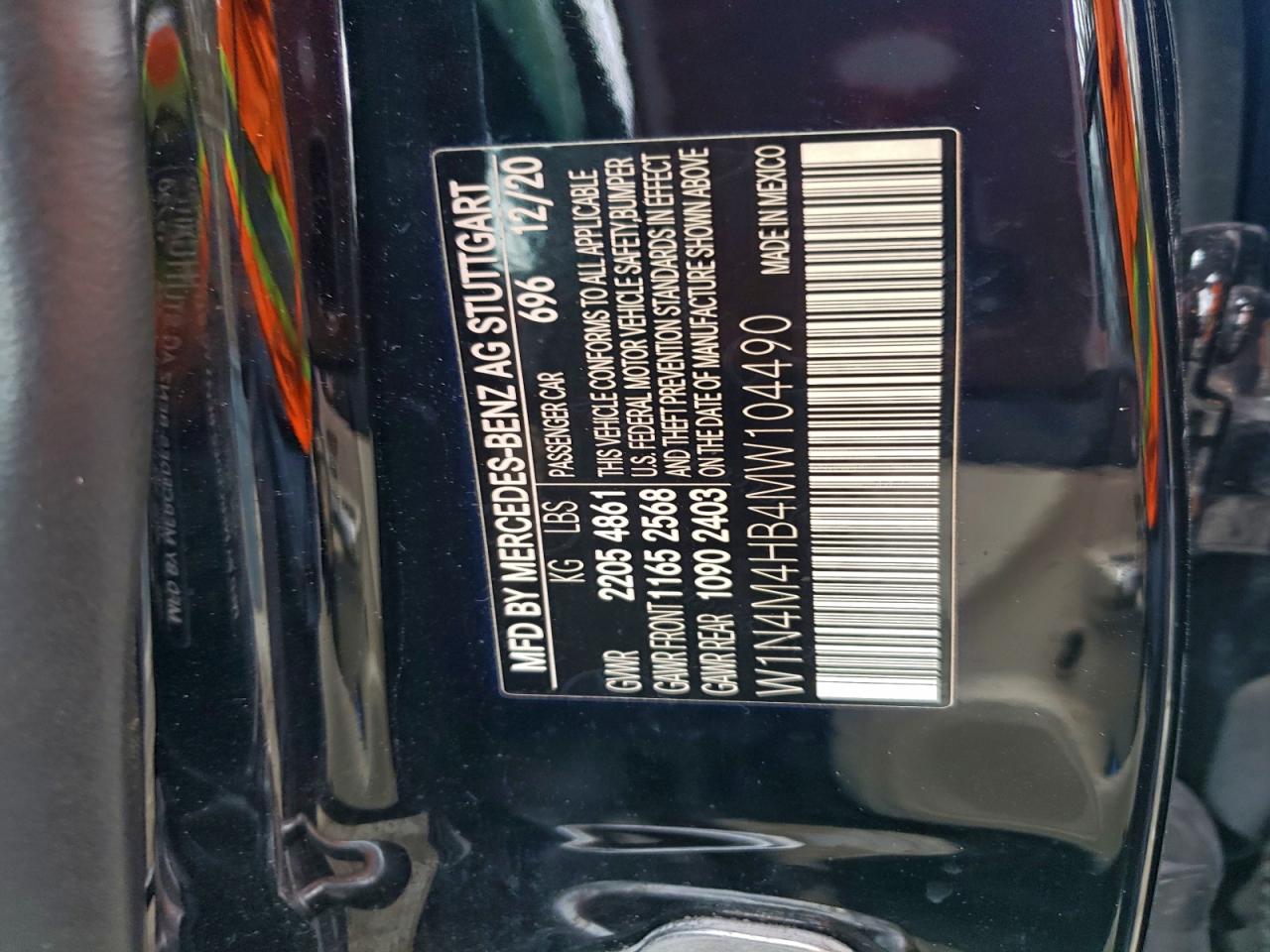 2021 Mercedes-Benz Glb 250 4Matic VIN: W1N4M4HB4MW104490 Lot: 93736715