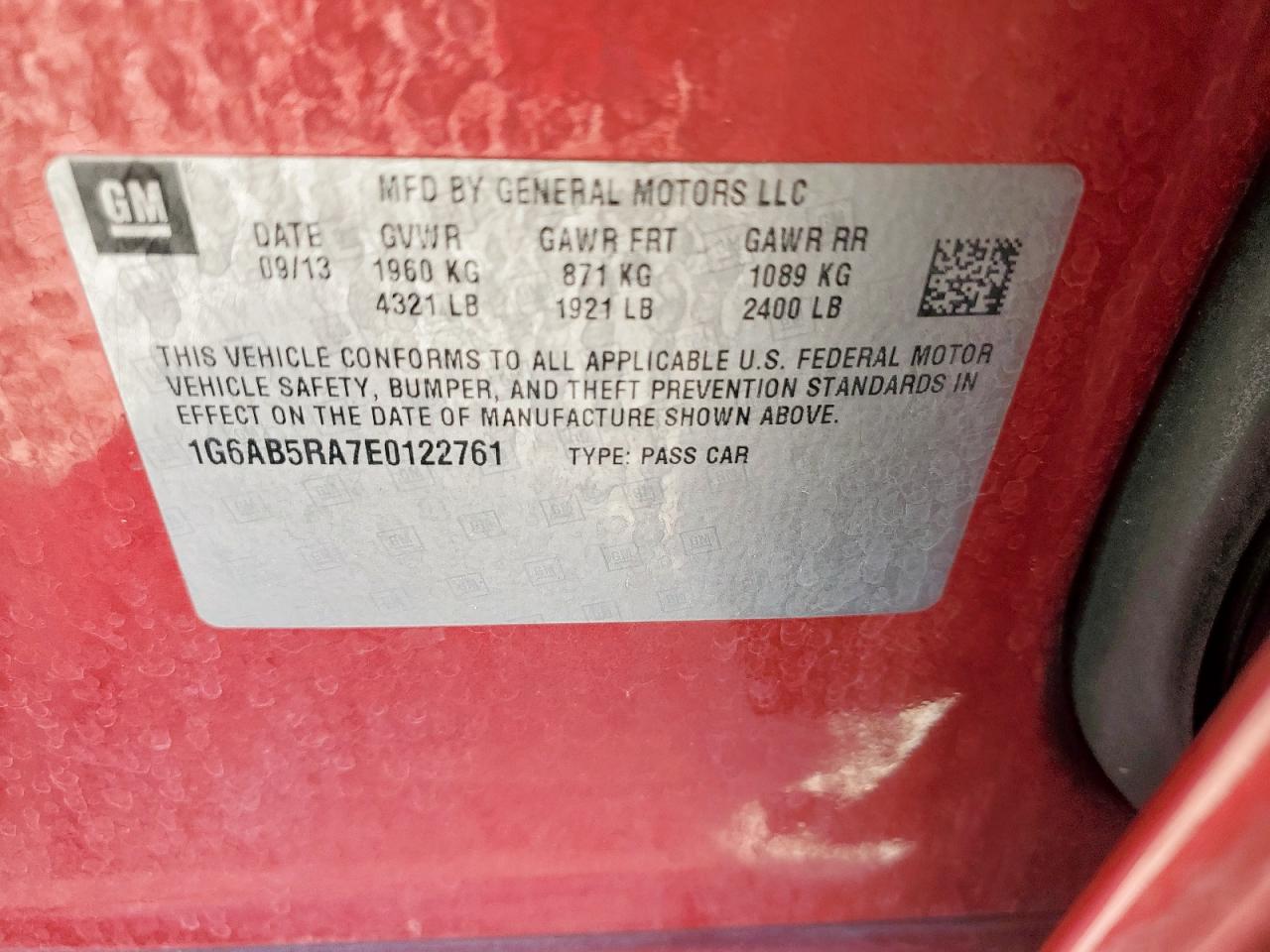 2014 Cadillac Ats Luxury VIN: 1G6AB5RA7E0122761 Lot: 93062715