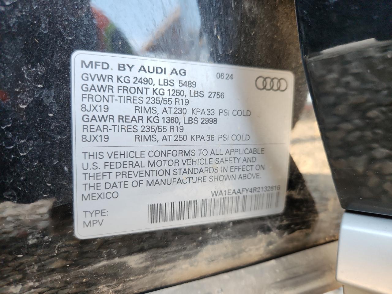 2024 Audi Q5 Premium Plus 45 VIN: WA1EAAFY4R2132616 Lot: 93437475