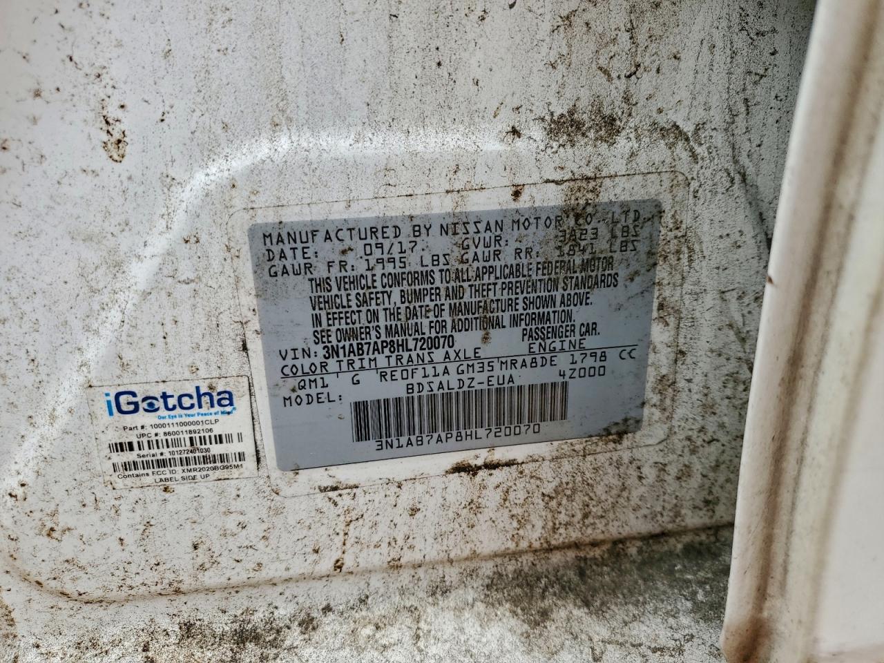 2017 Nissan Sentra S VIN: 3N1AB7AP8HL720070 Lot: 93854135