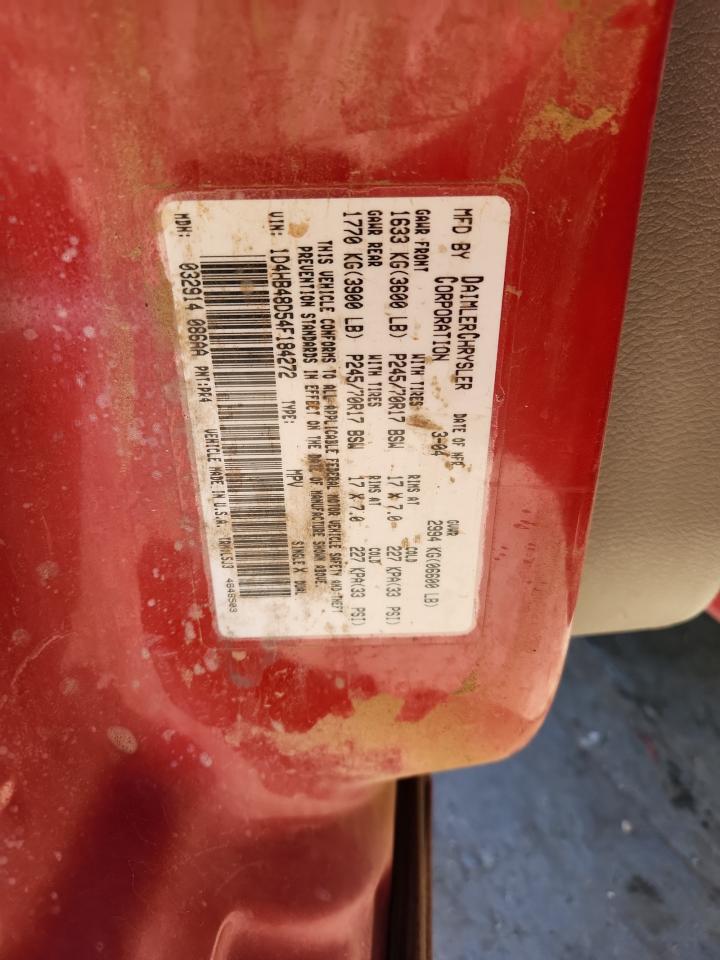 2004 Dodge Durango Slt VIN: 1D4HB48D54F184272 Lot: 91324435