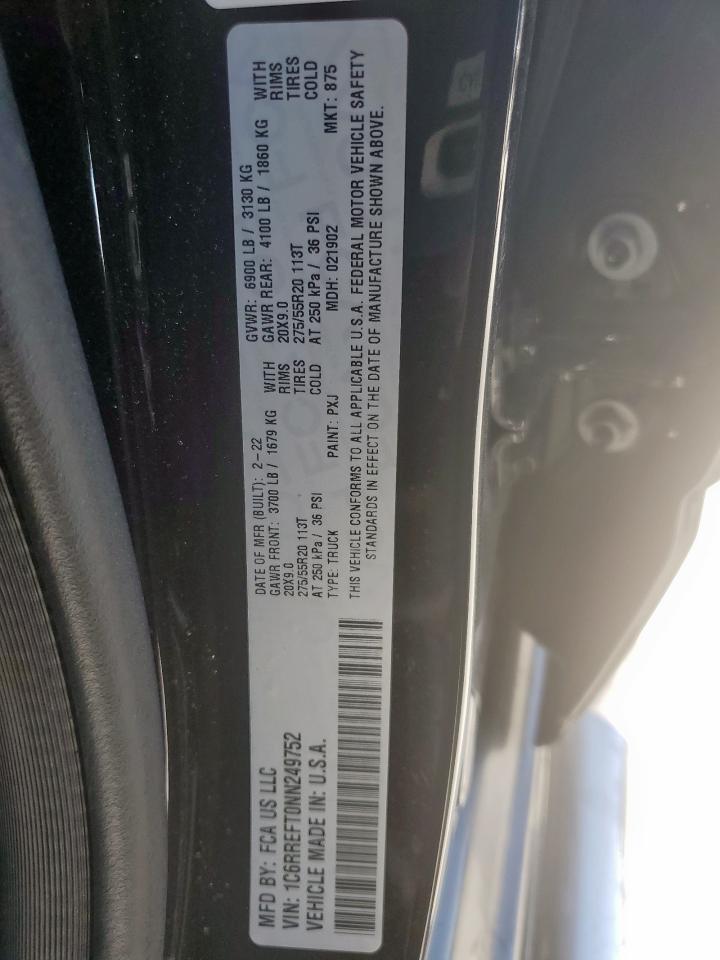 2022 Ram 1500 Big Horn/Lone Star VIN: 1C6RREFT0NN249752 Lot: 93097975