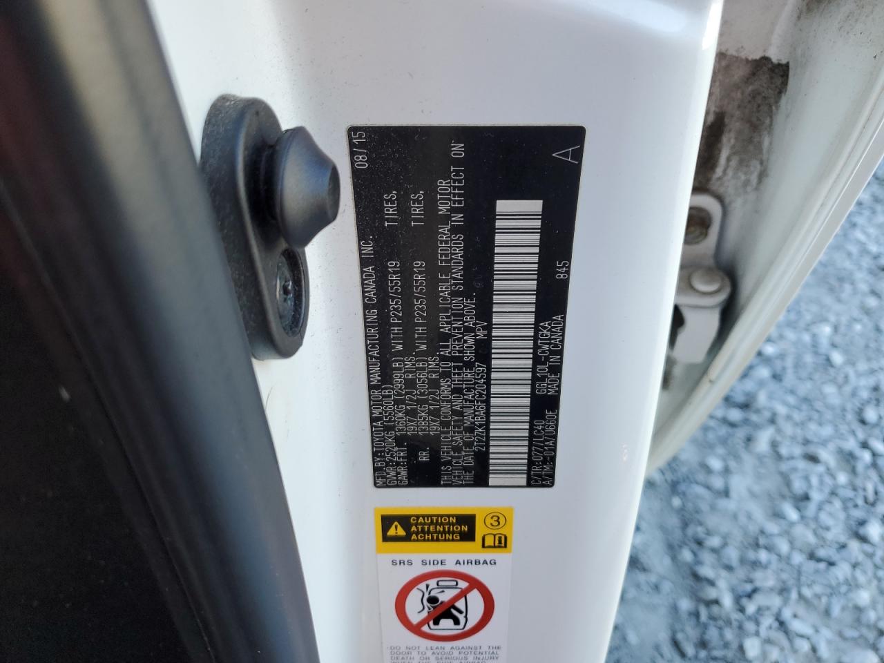 2015 Lexus Rx 350 VIN: 2T2ZK1BA6FC204597 Lot: 92102565