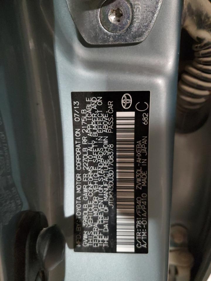 2013 Toyota Prius VIN: JTDKN3DU3D1708378 Lot: 93689255