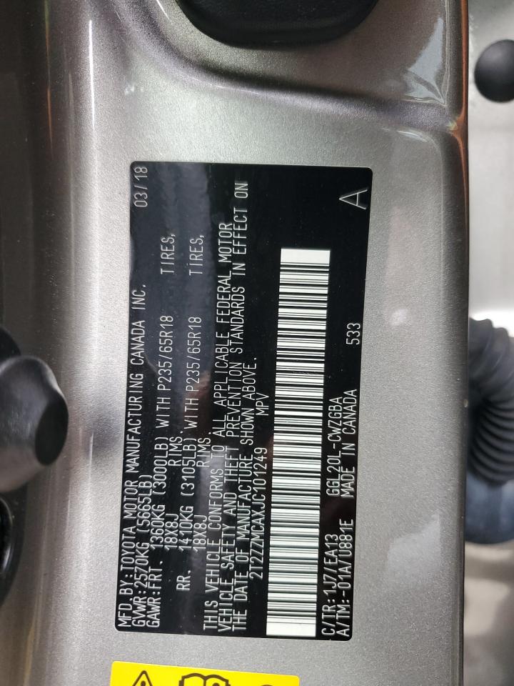 2018 Lexus Rx 350 Base VIN: 2T2ZZMCAXJC101249 Lot: 93693185