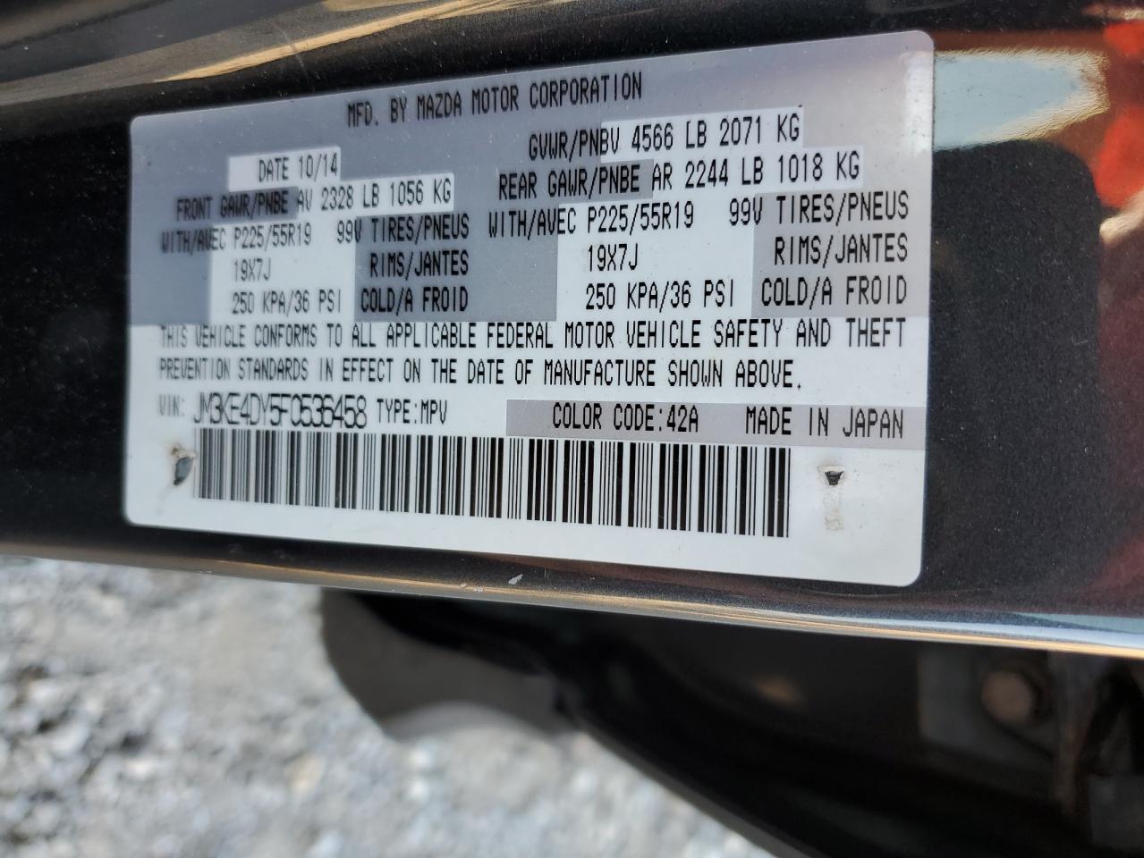 2015 Mazda Cx-5 Gt VIN: JM3KE4DY5F0536458 Lot: 90344905