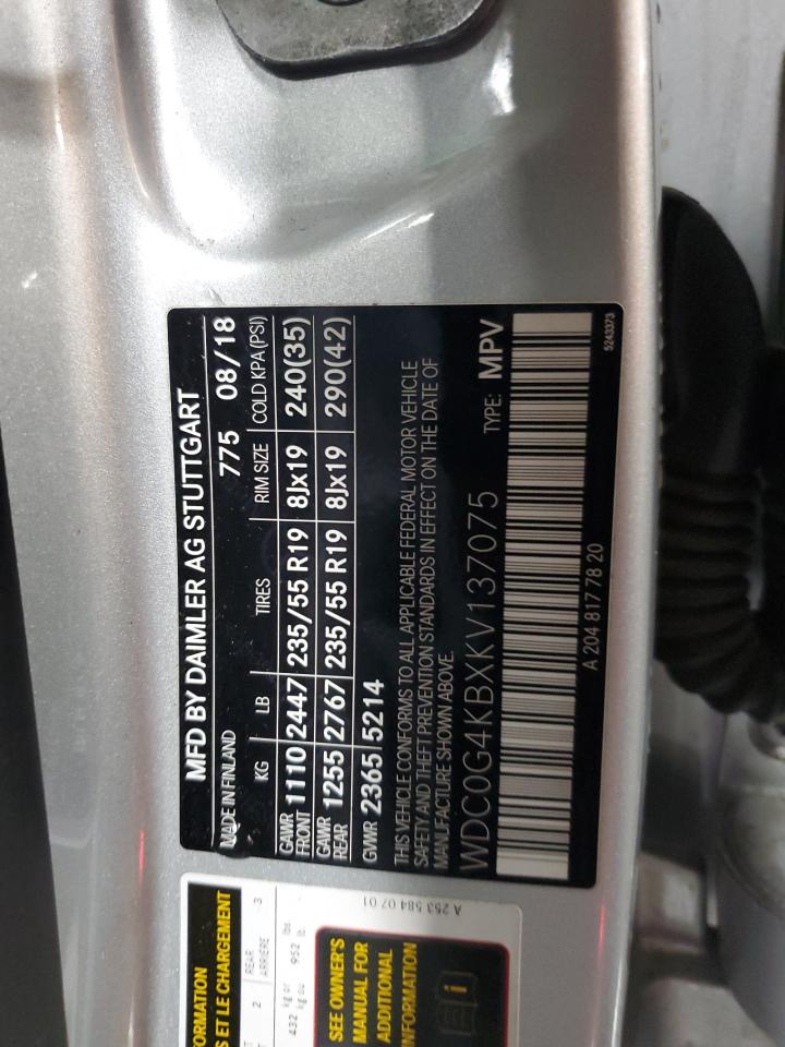 2019 Mercedes-Benz Glc 300 4Matic VIN: WDC0G4KBXKV137075 Lot: 92232945