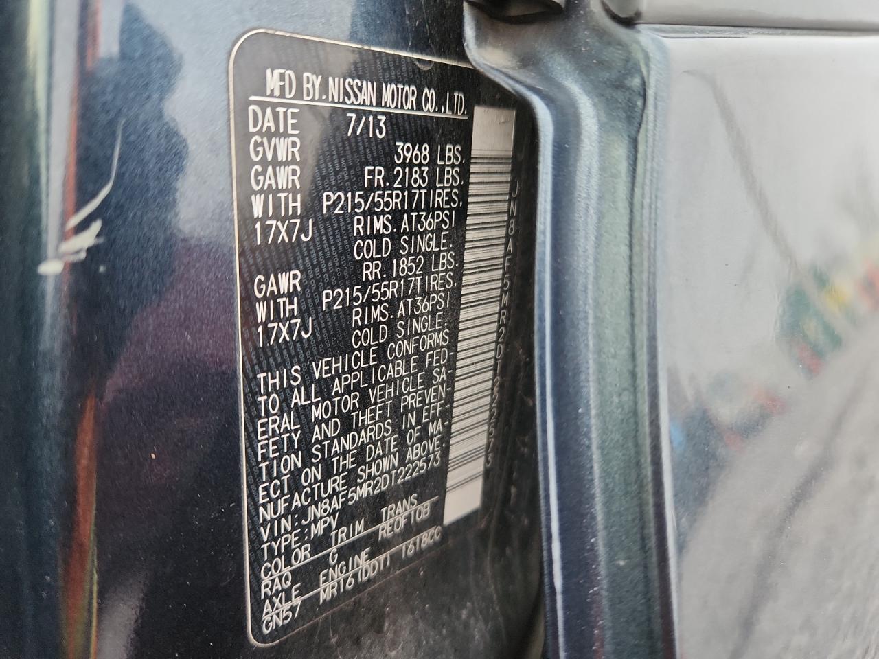 2013 Nissan Juke S VIN: JN8AF5MR2DT222573 Lot: 93847135