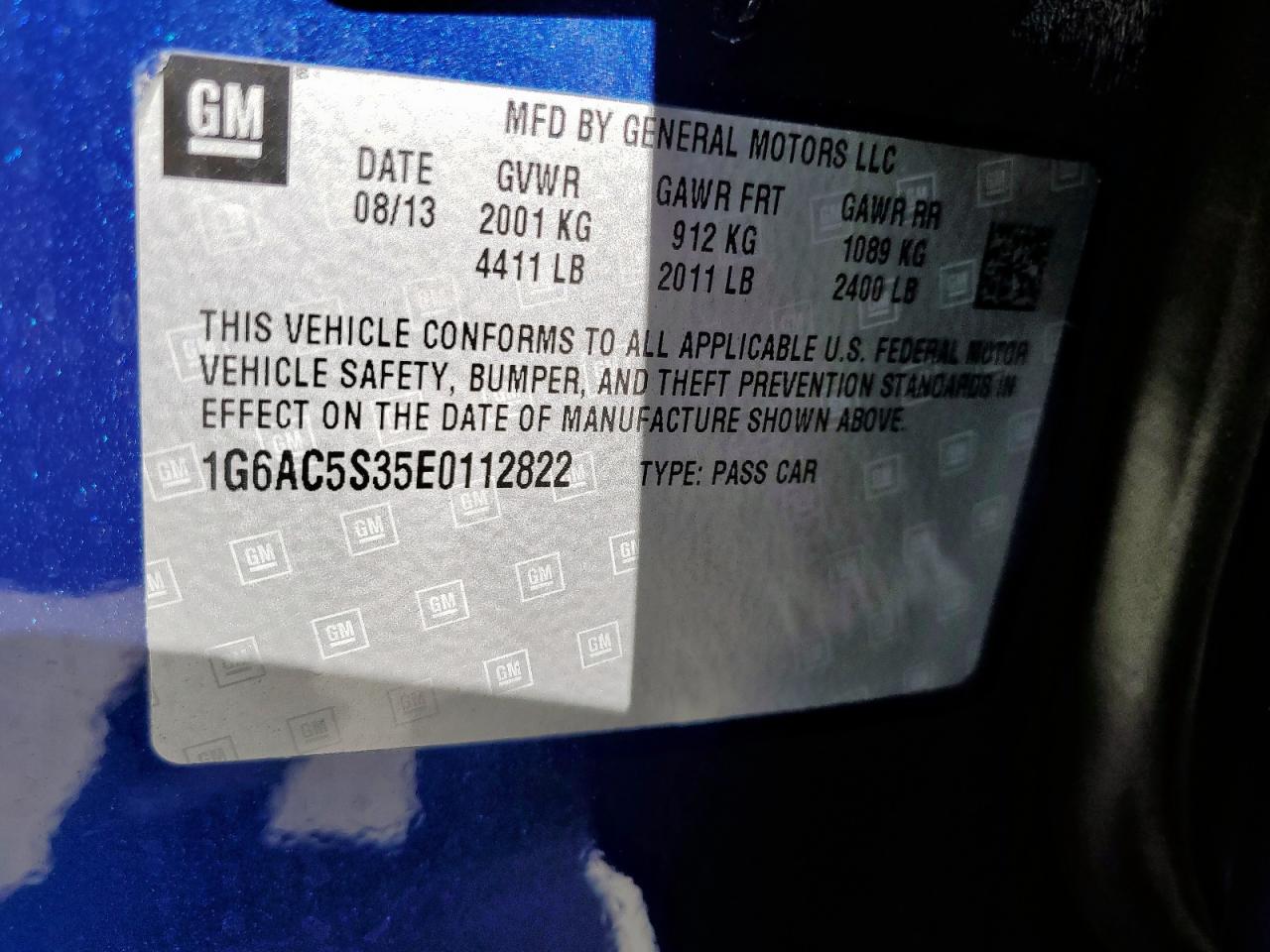 2014 Cadillac Ats Performance VIN: 1G6AC5S35E0112822 Lot: 91094655