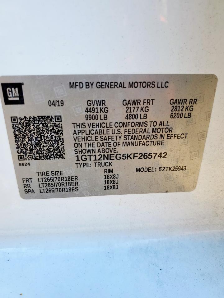 2019 GMC Sierra K2500 Heavy Duty VIN: 1GT12NEG5KF265742 Lot: 91879225