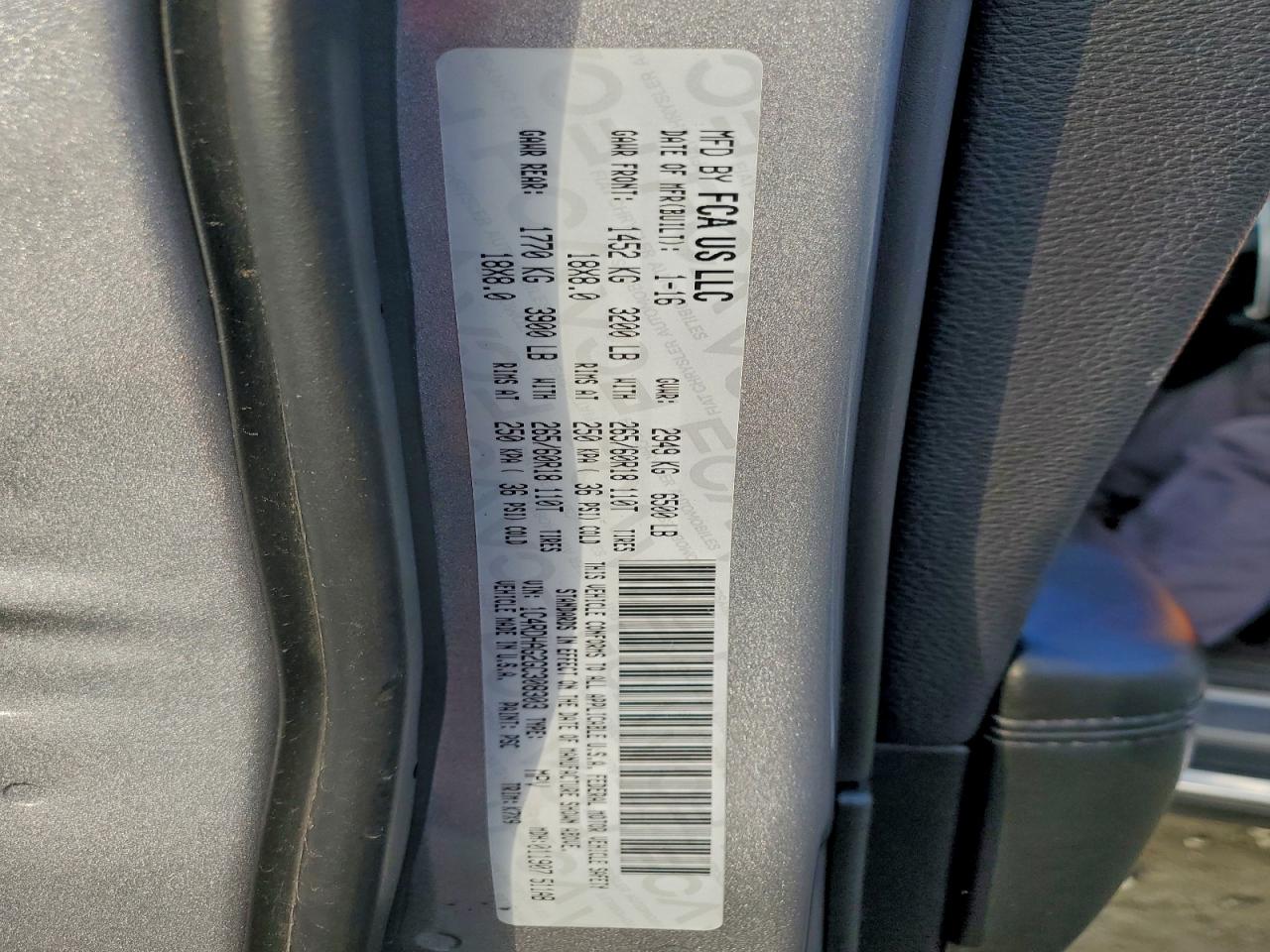 2016 Dodge Durango Sxt VIN: 1C4RDHAG2GC308303 Lot: 93997625