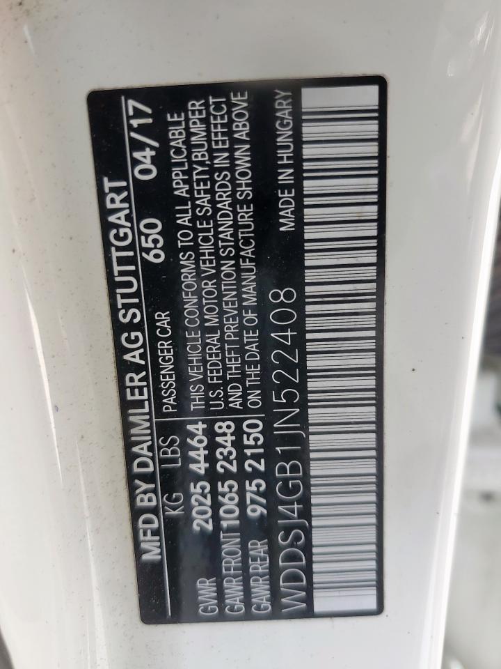 2018 Mercedes-Benz Cla 250 4Matic VIN: WDDSJ4GB1JN522408 Lot: 93296585