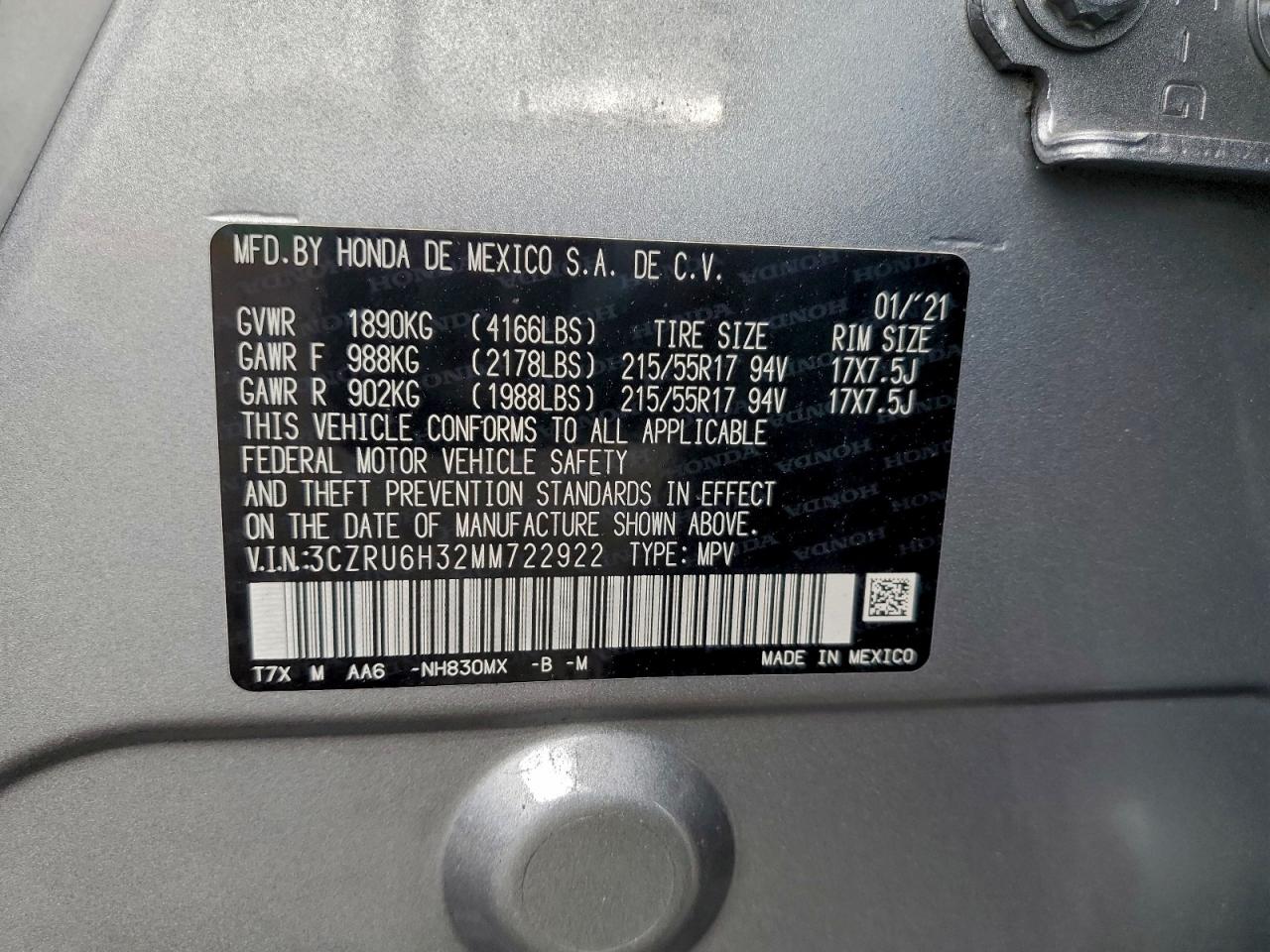 2021 Honda Hr-V Lx VIN: 3CZRU6H32MM722922 Lot: 94457785