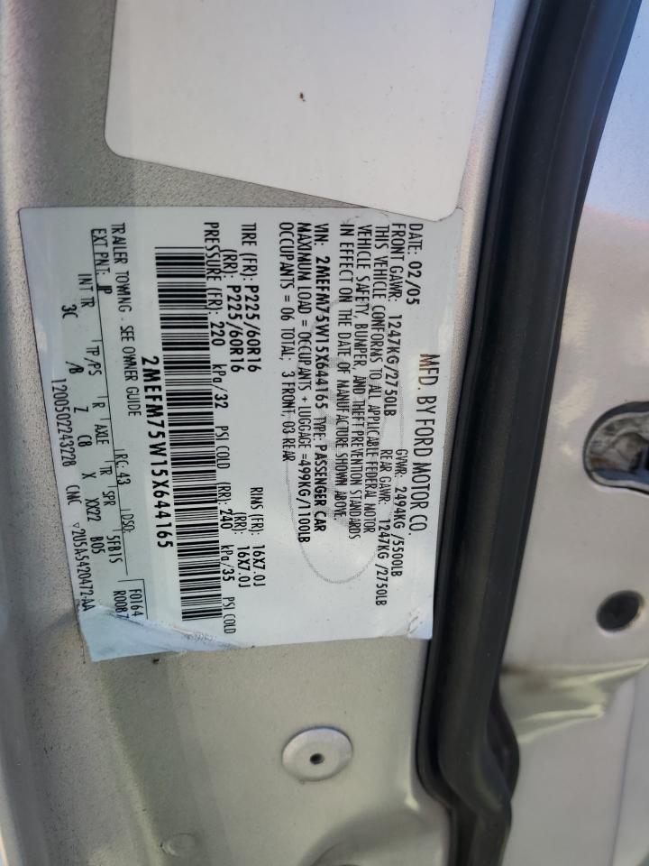 2005 Mercury Grand Marquis Ls VIN: 2MEFM75W15X644165 Lot: 92273135