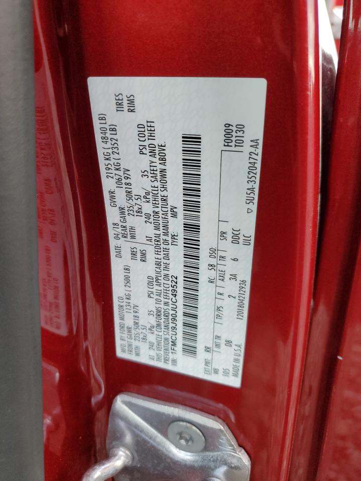 2018 Ford Escape Titanium VIN: 1FMCU9J90JUC49522 Lot: 92949185