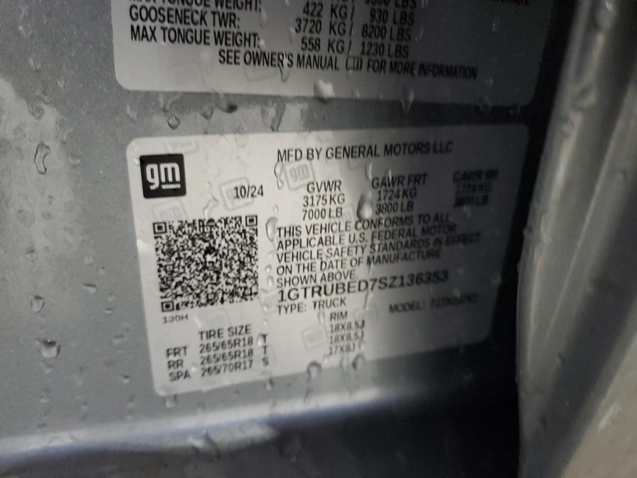 2025 GMC Sierra K1500 Sle VIN: 1GTRUBED7SZ136353 Lot: 91676215