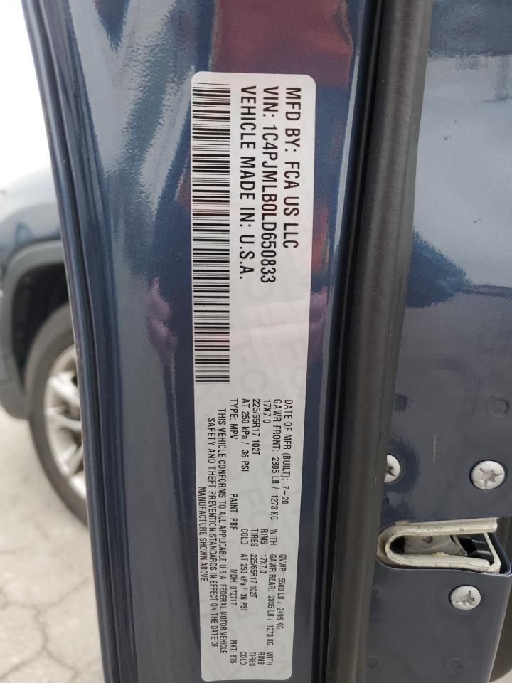 2020 Jeep Cherokee Latitude Plus VIN: 1C4PJMLB0LD650833 Lot: 92171945