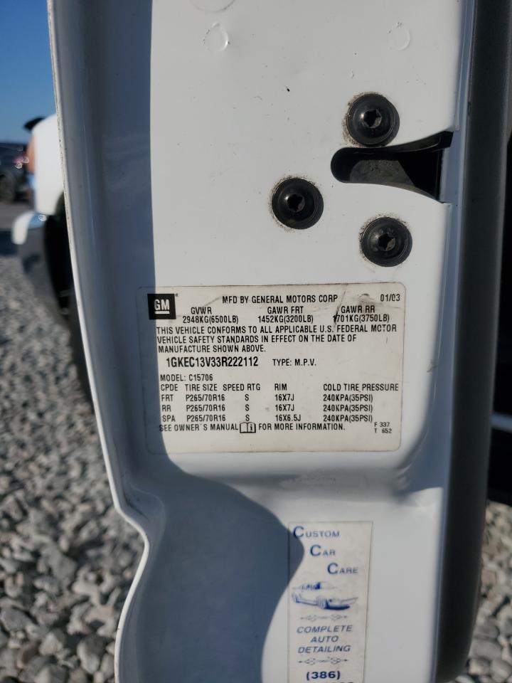 2003 GMC Yukon VIN: 1GKEC13V33R222112 Lot: 93436045