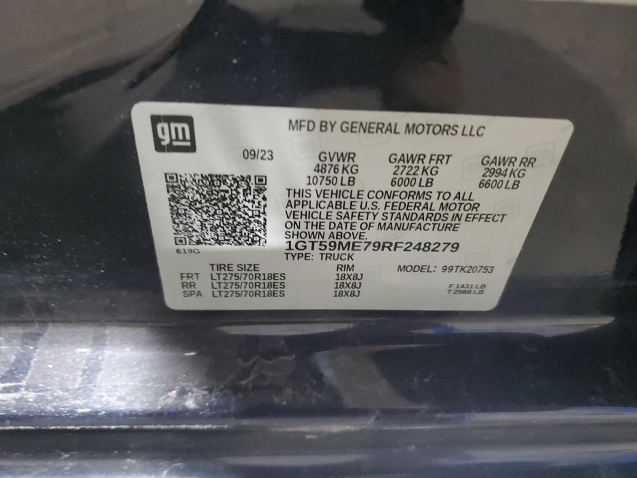 2024 GMC Sierra K2500 Sle VIN: 1GT59ME79RF248279 Lot: 91792045