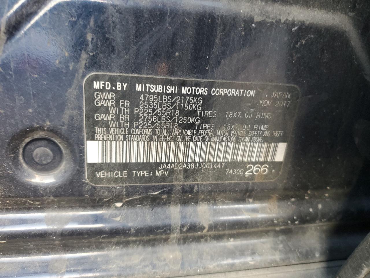 2018 Mitsubishi Outlander Es VIN: JA4AD2A38JJ001447 Lot: 93257385