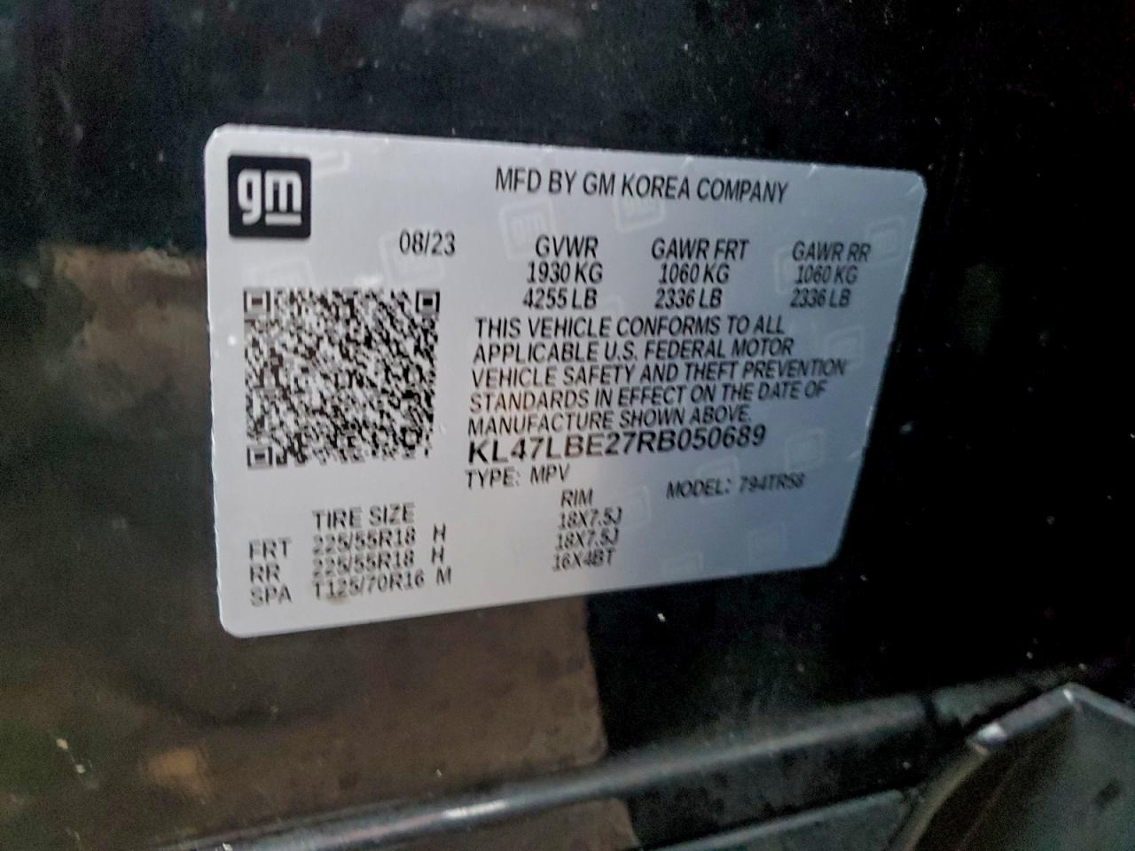 2024 Buick Envista Sport Touring VIN: KL47LBE27RB050689 Lot: 94062445