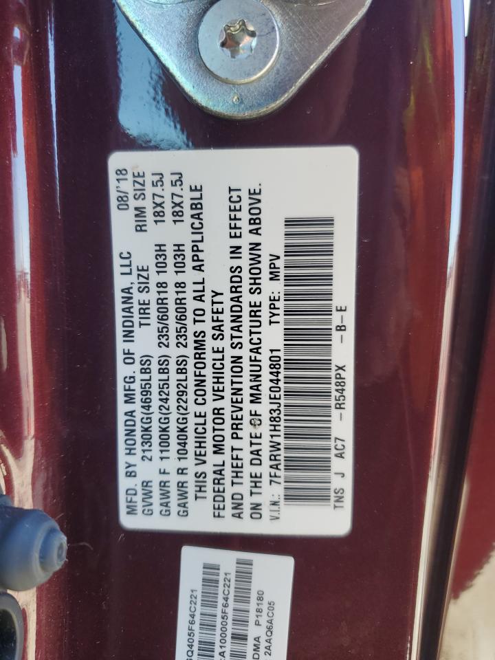 2018 Honda Cr-V Exl VIN: 7FARW1H83JE044801 Lot: 90901775