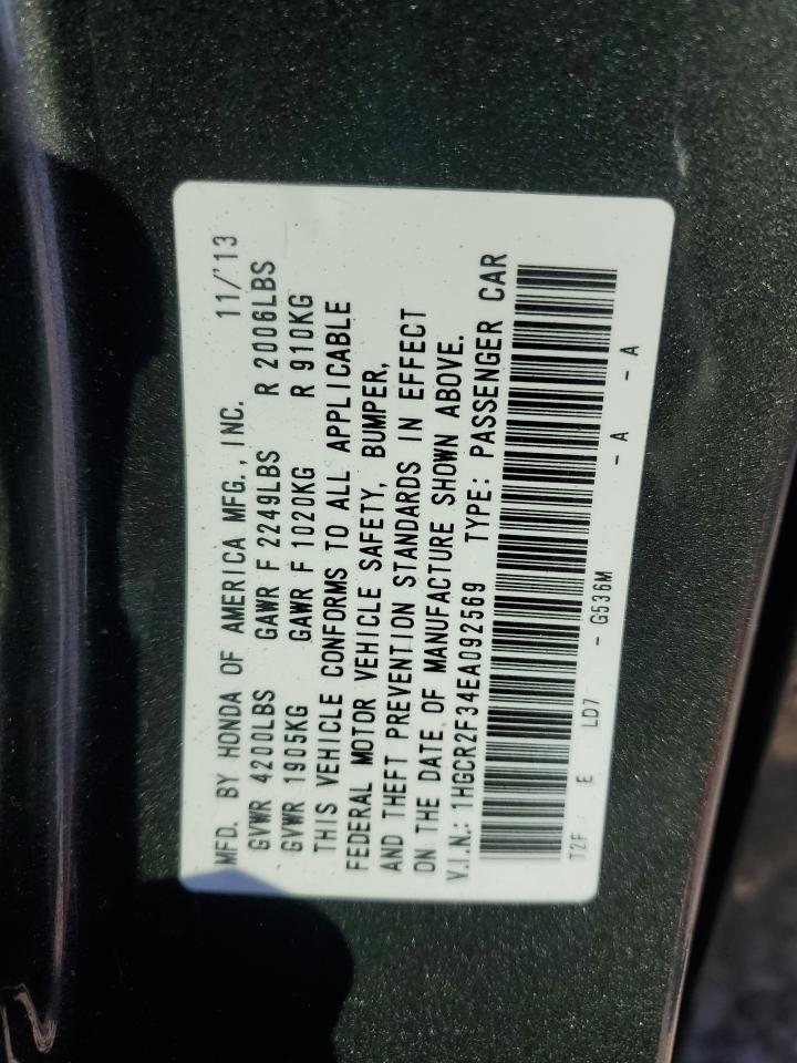 2014 Honda Accord Lx VIN: 1HGCR2F34EA092569 Lot: 91828455