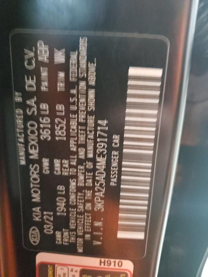 2021 Kia Rio S VIN: 3KPA25AD4ME391714 Lot: 91215215