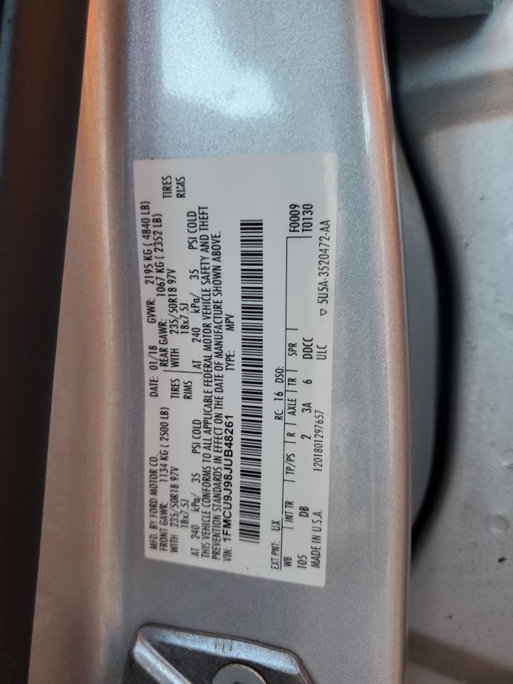 2018 Ford Escape Titanium VIN: 1FMCU9J98JUB48261 Lot: 90936195