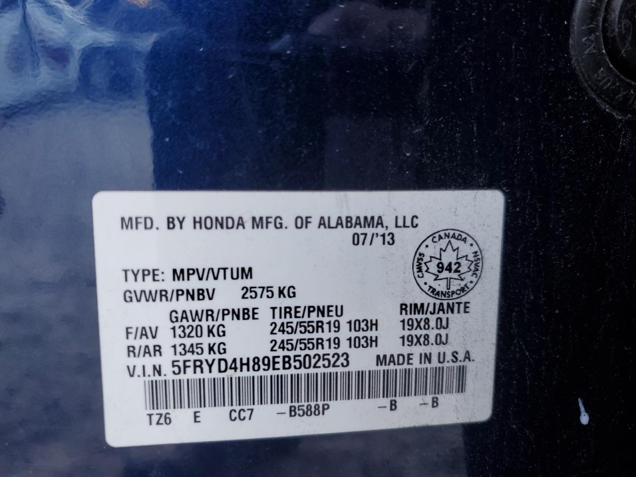 2014 Acura Mdx Advance VIN: 5FRYD4H89EB502523 Lot: 93268485