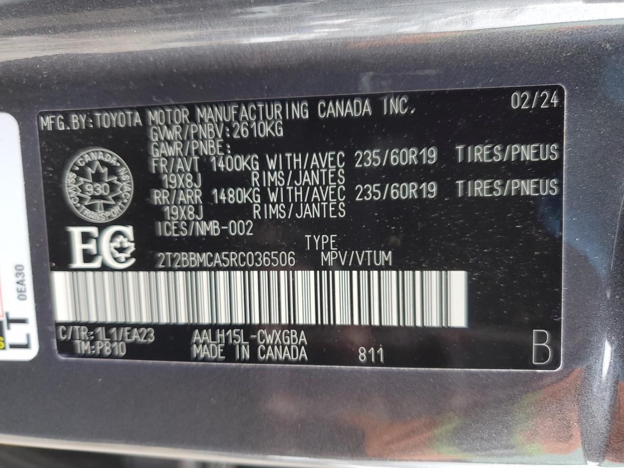 2024 Lexus Rx 350H Base VIN: 2T2BBMCA5RC036506 Lot: 89735525