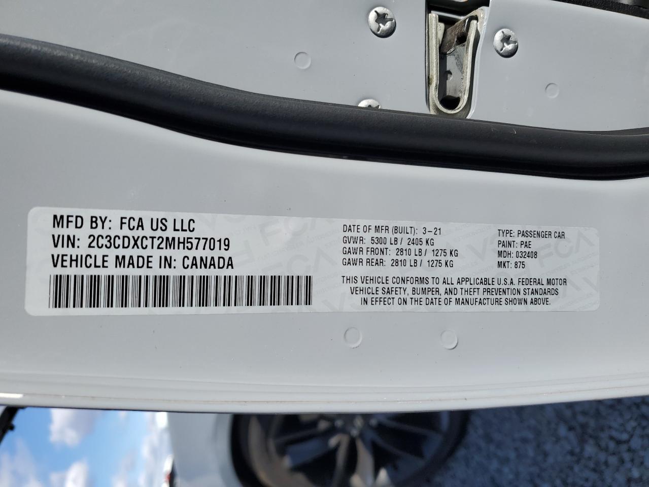 2021 Dodge Charger R/T VIN: 2C3CDXCT2MH577019 Lot: 91345835