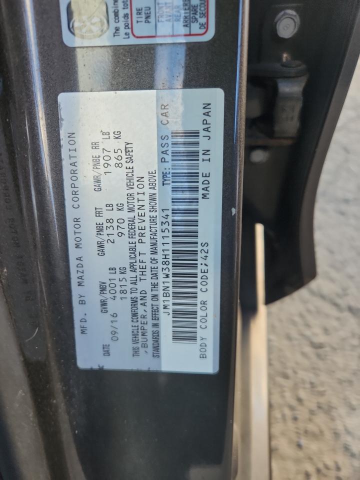2017 Mazda 3 Grand Touring VIN: JM1BN1W38H1115341 Lot: 90851535