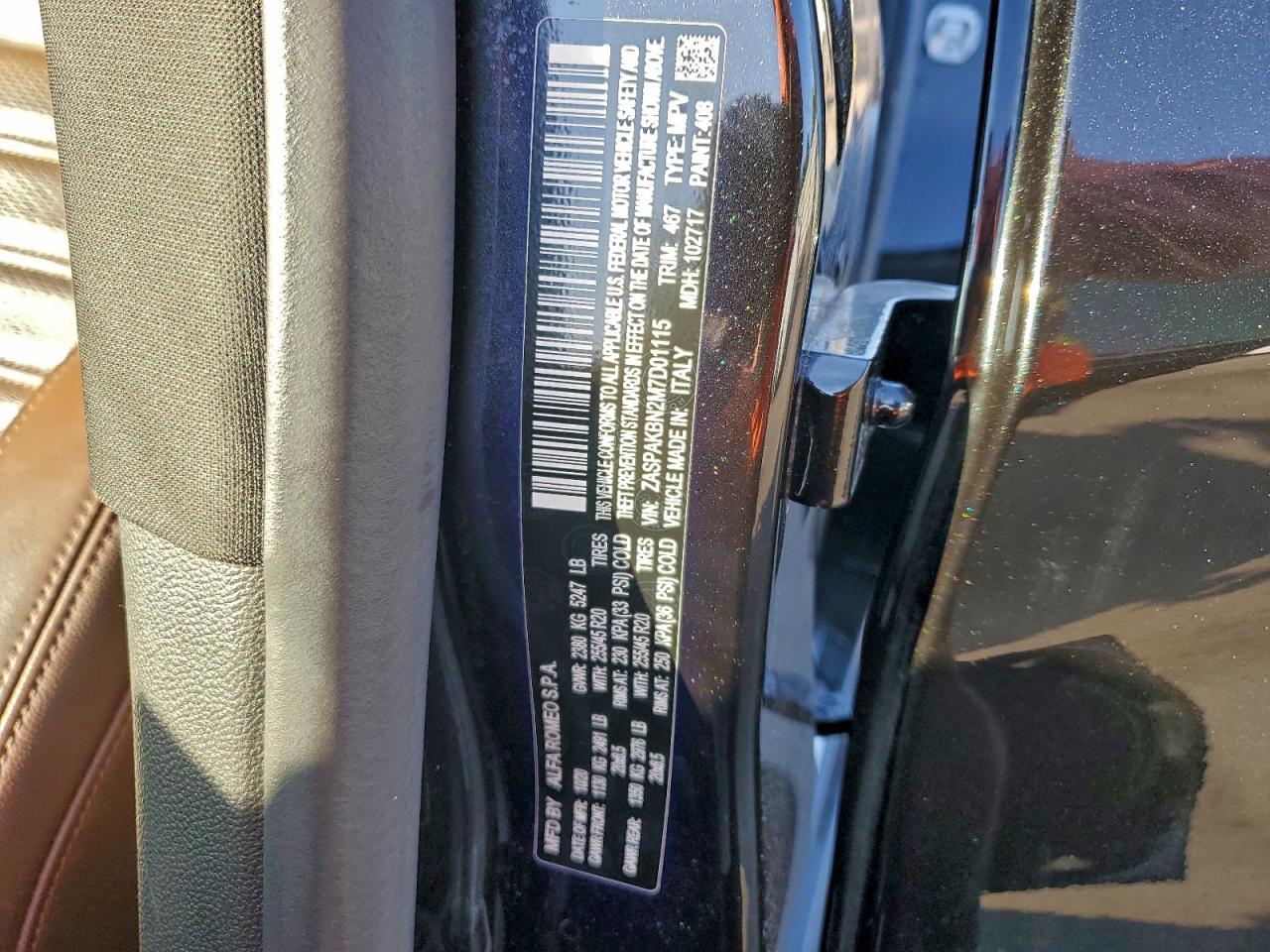 2021 Alfa Romeo Stelvio Ti VIN: ZASPAKBN2M7D01115 Lot: 93747275