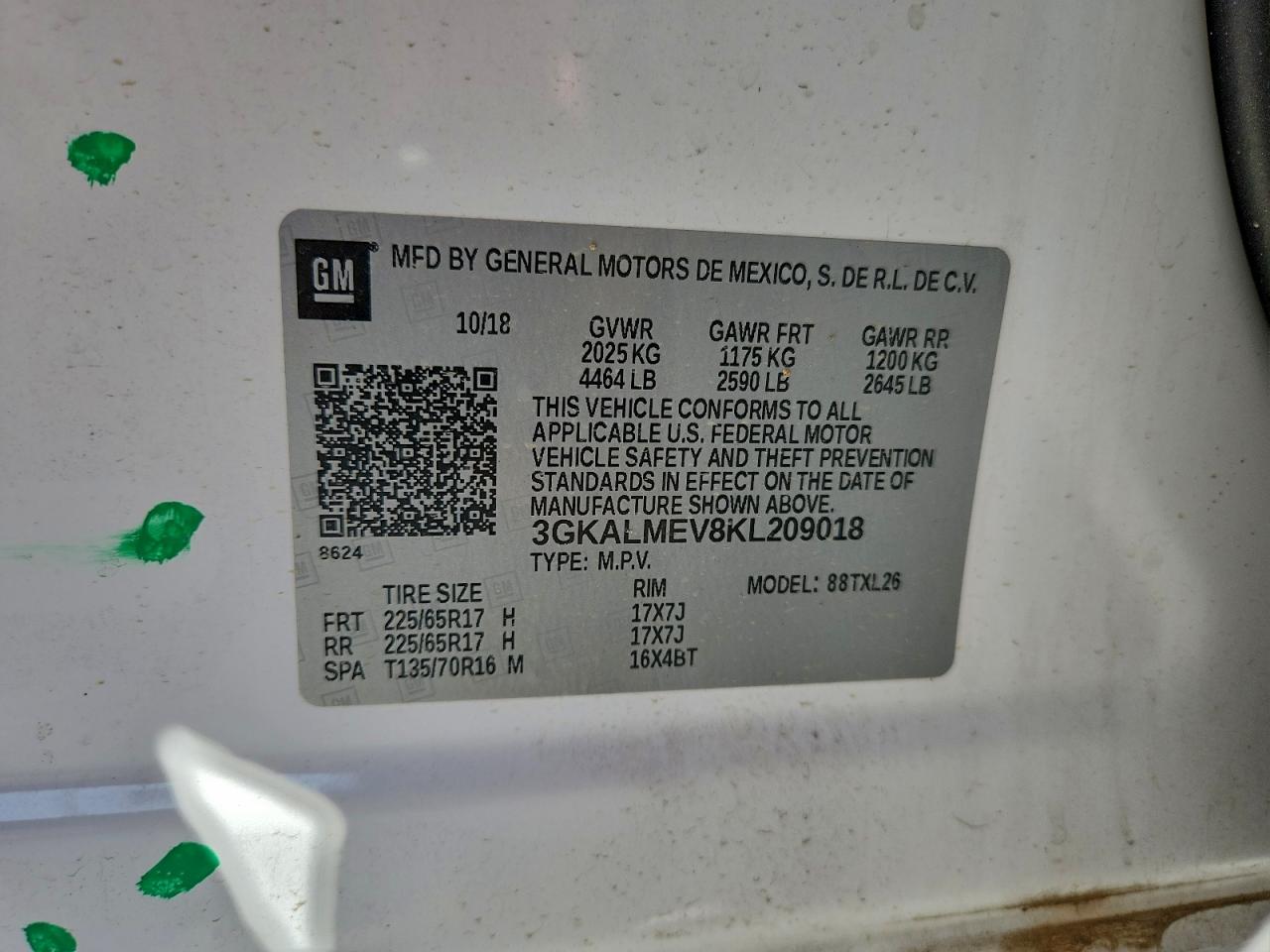 2019 GMC Terrain Sle VIN: 3GKALMEV8KL209018 Lot: 93607255